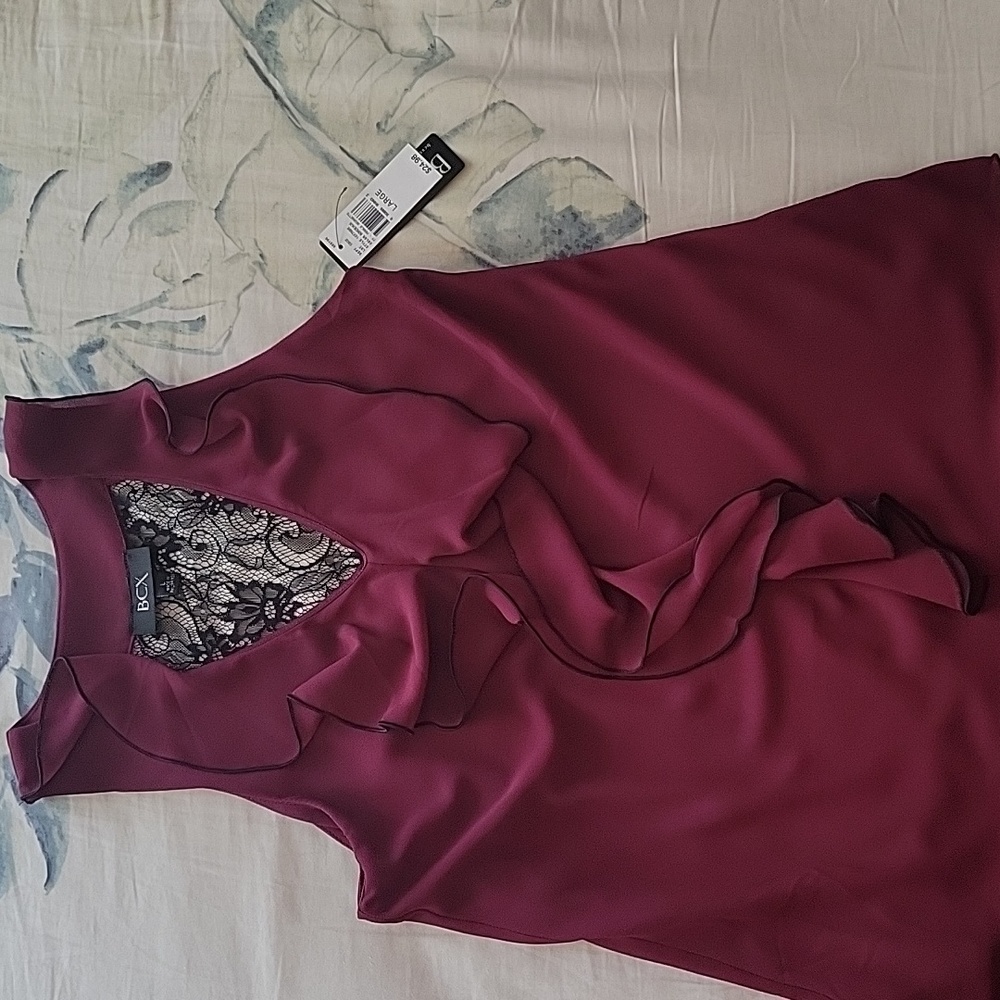 BCX ruffle front sleeveless blouse